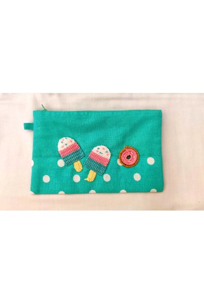 Happy Threads Pretty Cotton Storage Pouch with Ice Cream Motifs (Sea Green) Happy Threads Pretty Cotton Storage Pouch with Ice Cream Motifs (Sea Green)